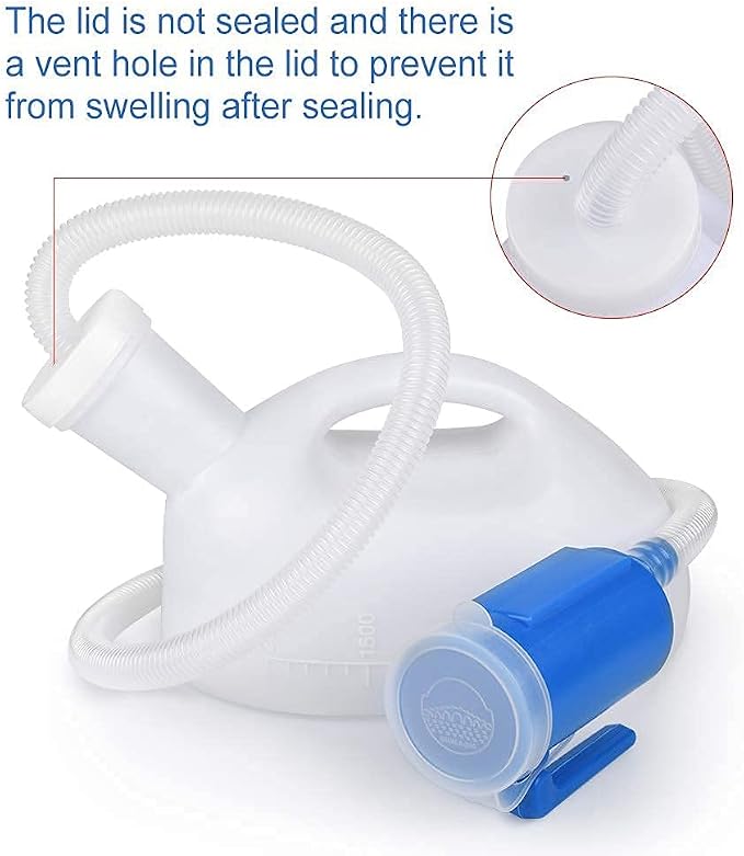 Portable Urinals for Men, 68 OZ, Spill Proof, 45" Hose