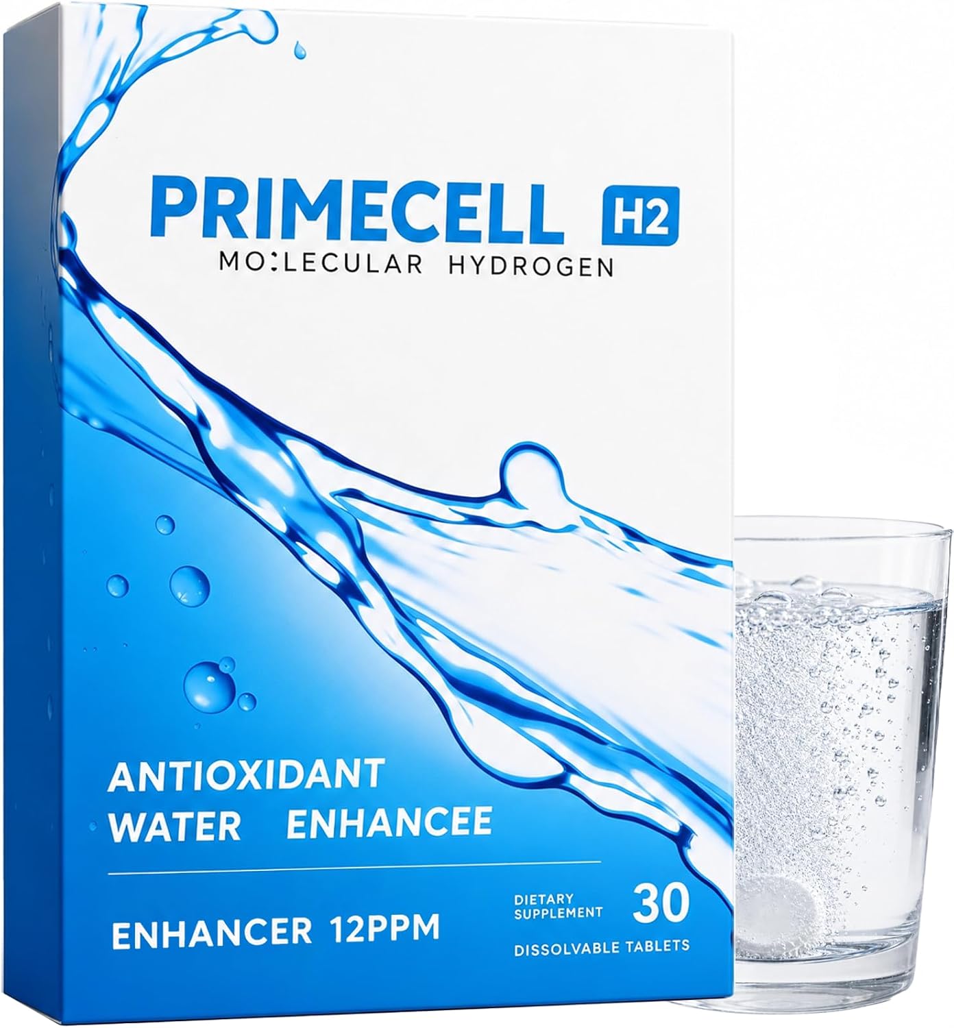 Primecell H2 Molecular Hydrogen Antioxidant Tablets; 30 Count