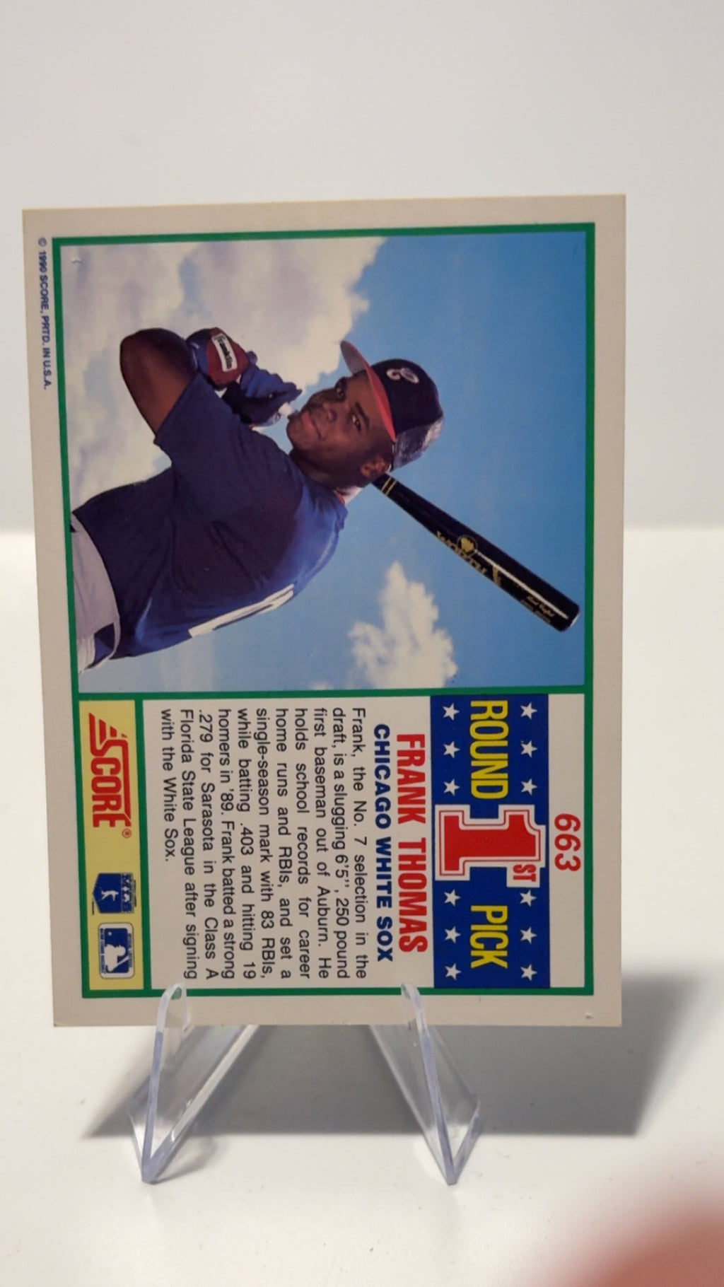 FRANK THOMAS RC 🔥 Score 1st Round Pick Baseball Rookie Card  #663  HOF Whitesox