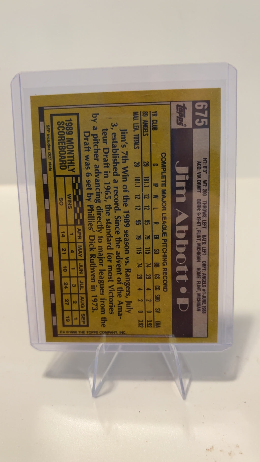Jim Abbott 2 card lot rc 1990