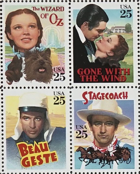 25c Classic Hollywood Films Stamps: Gone With the Wind, Stagecoach, Wizard of Oz