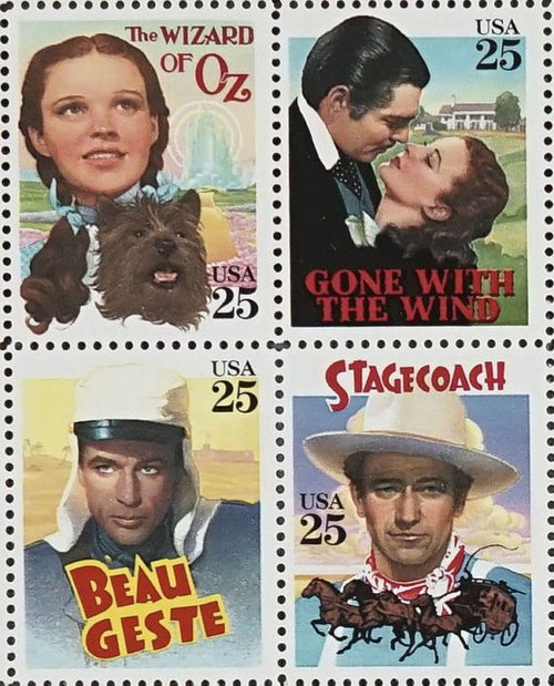 25c Classic Hollywood Films Stamps: Gone With the Wind, Stagecoach, Wizard of Oz