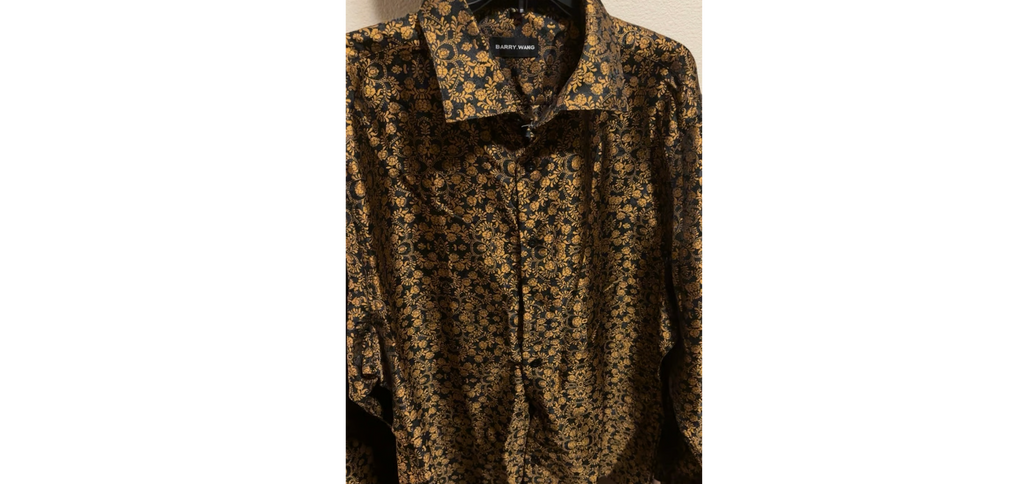 Barry Wang Silky Floral Men’s Long Sleeve Shirt