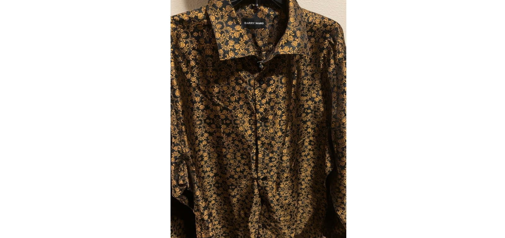 Barry Wang Silky Floral Men’s Long Sleeve Shirt