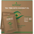 Noveha Eyelid & Lash Wipes 60ct Tea Tree Coconut Oil Eye Cleanser Makeup Remover