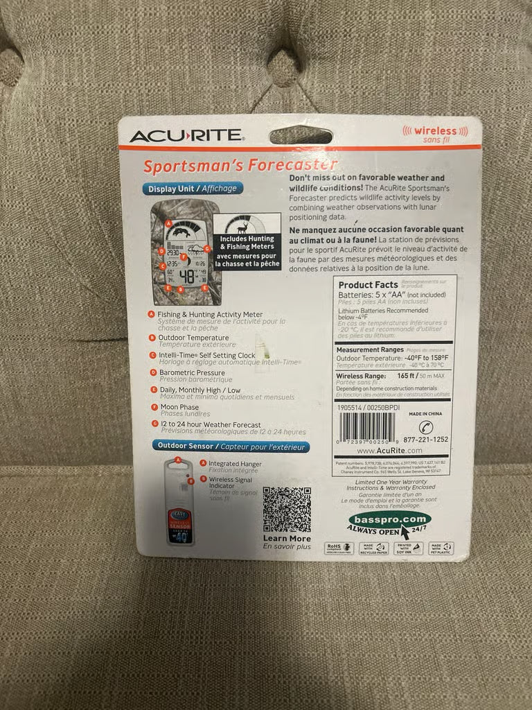 SPORTSMAN FORECASTER WEATHER STATION - KNOW WHEN TO HUNT & FISH!