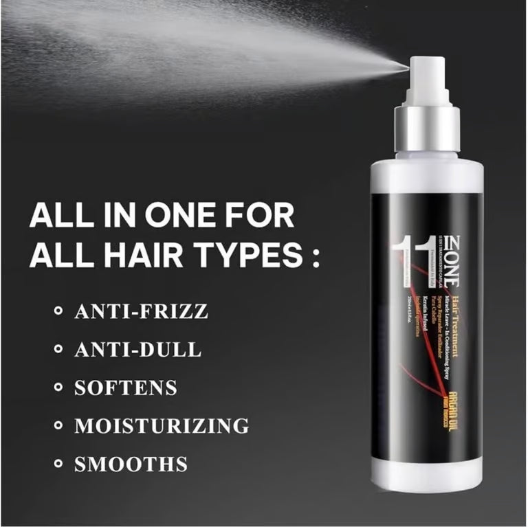 Moroccan Argan Oil Leave-in Conditioner Spray, Frizz Free Shine 11-1 New