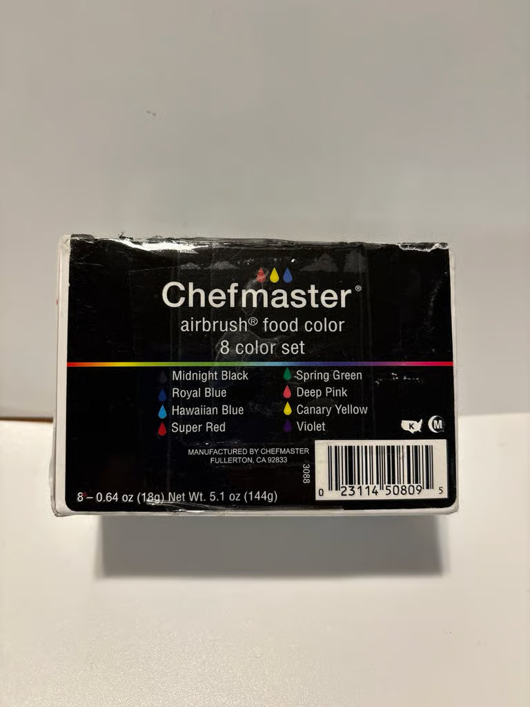 Chefmaster - Airbrush Food Coloring - 8 Color Pack - Vibrant and Fade-Resistant