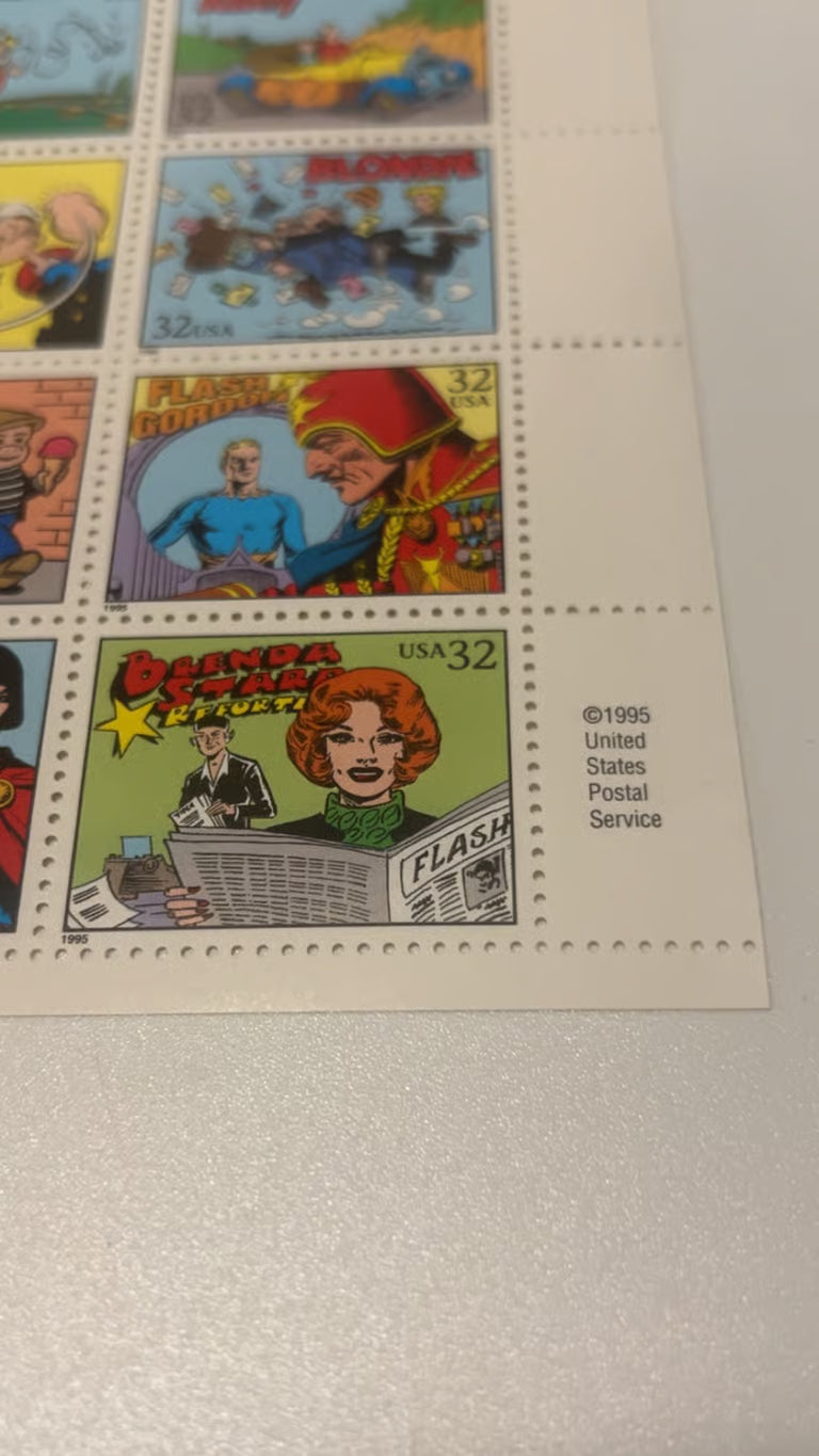 COMIC STRIP CLASSICS USPS .32 CENT STAMP! COMPLETE SHEET OF 20 MINT MNH