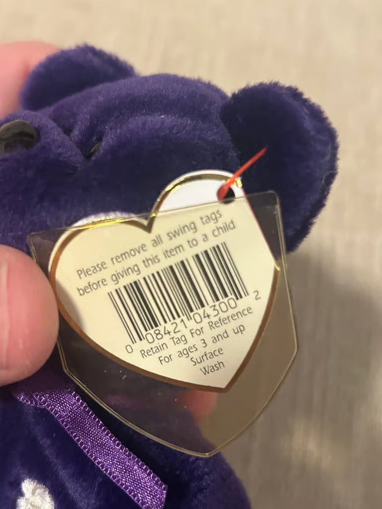 Rare Ty Beanie Baby PRINCESS The Diana Bear 1997 PE Pellets excellent