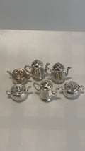 6 Vintage Godinger Silver Art Co Mini Tea & Coffee Pot Place-cards Holder 1.5" pre-owned