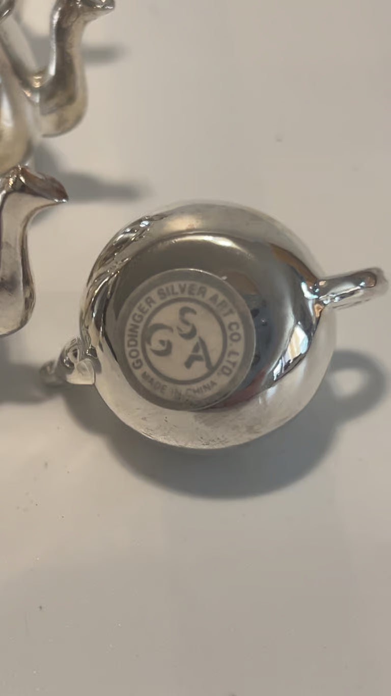 6 Vintage Godinger Silver Art Co Mini Tea & Coffee Pot Place-cards Holder 1.5" pre-owned