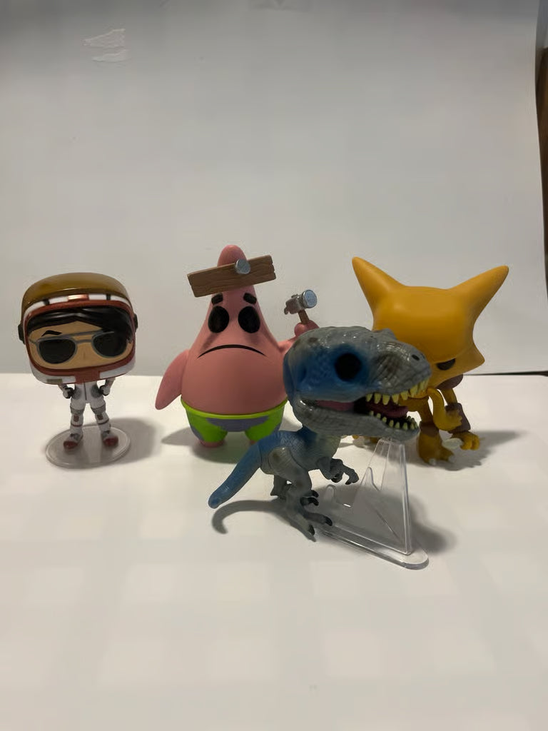 Lot of 4 Funko Pops loose no box- Blue, Patrick, moonwalker, and Alakazam Pre-owned