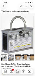 Roof Zone 2-way Standing Seam Anchor #13864