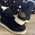 black AVSTCFS or Stunahome classic non-slip ankle snow booties with a faux fur